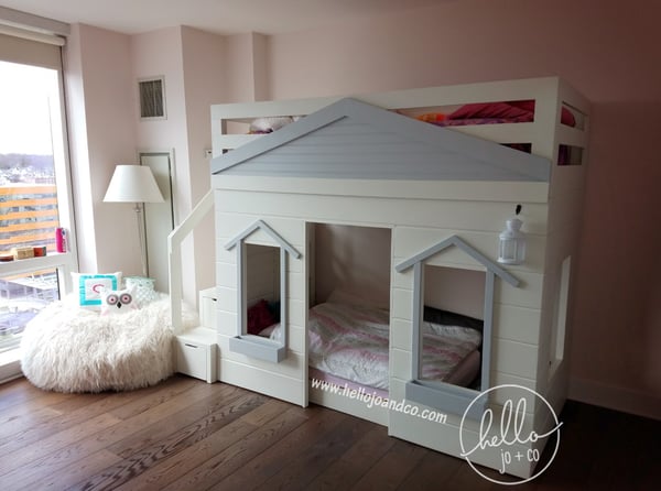 Image of Sleek Solid Wood Cottage Loft Bed