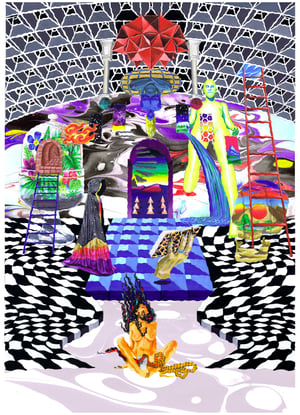 Image of 'Lament for The Celestial Sorceress' woven blanket PREORDER