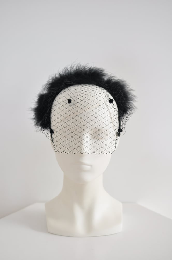 Image of marabou feather + veil headband