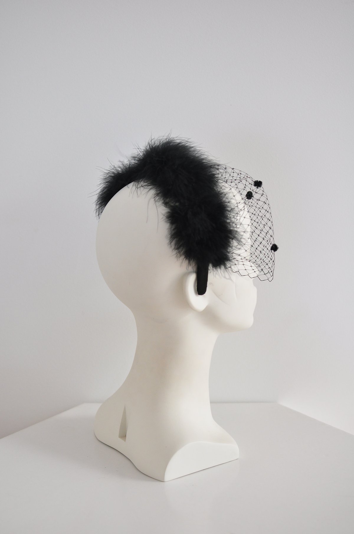 Image of marabou feather + veil headband