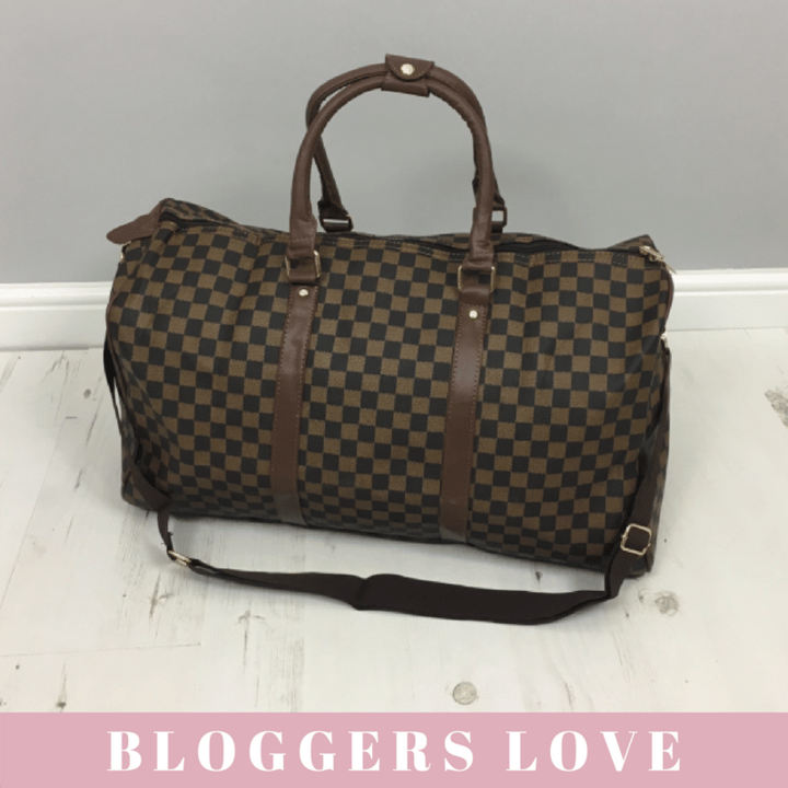 Image of Brown Chequered Travel Bag 