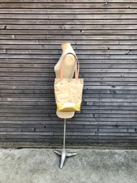 Image 2 of Waxed canvas and Piñatex™ tote bag - eco friendly simple tote bag - tote bag with golden bottom