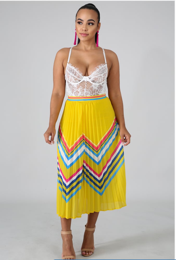 Image of Pleated Yellow Skirt