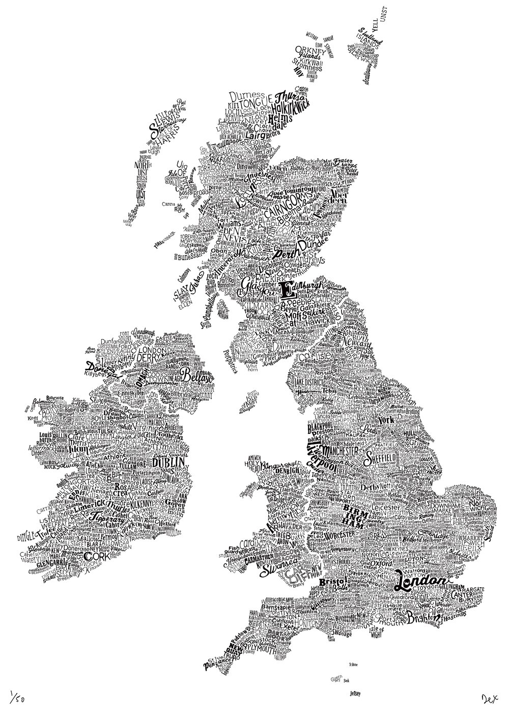 The Great British Isles Type Map (White)