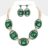  Glass Crystal Link Necklace