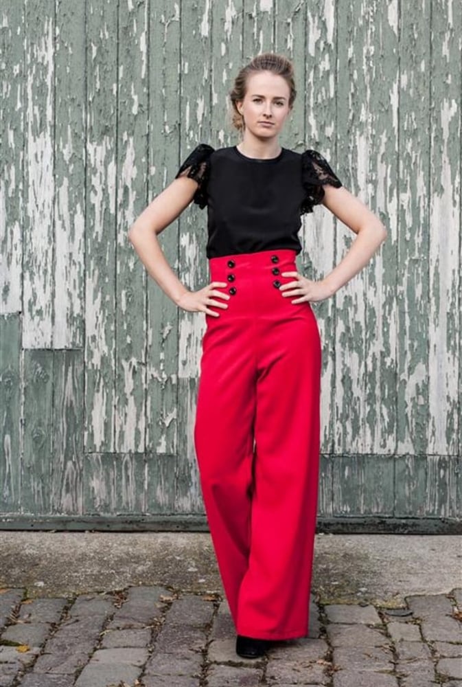 Image of Crepe high waisted trousers