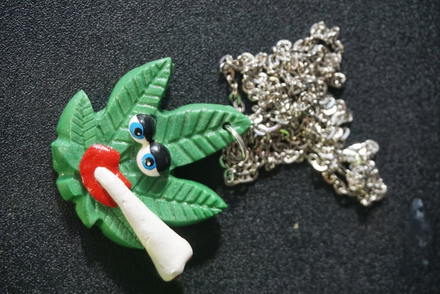 Image of Stoner Marijuana Leaf Necklace 