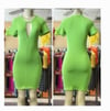 REGULAR SIZE LIME GREEN SHORT SLEEVE KEYHOLE FRONT DRESS