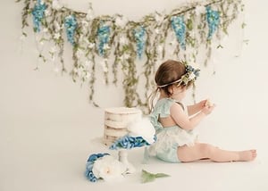 Image of  Blue linen flutter romper