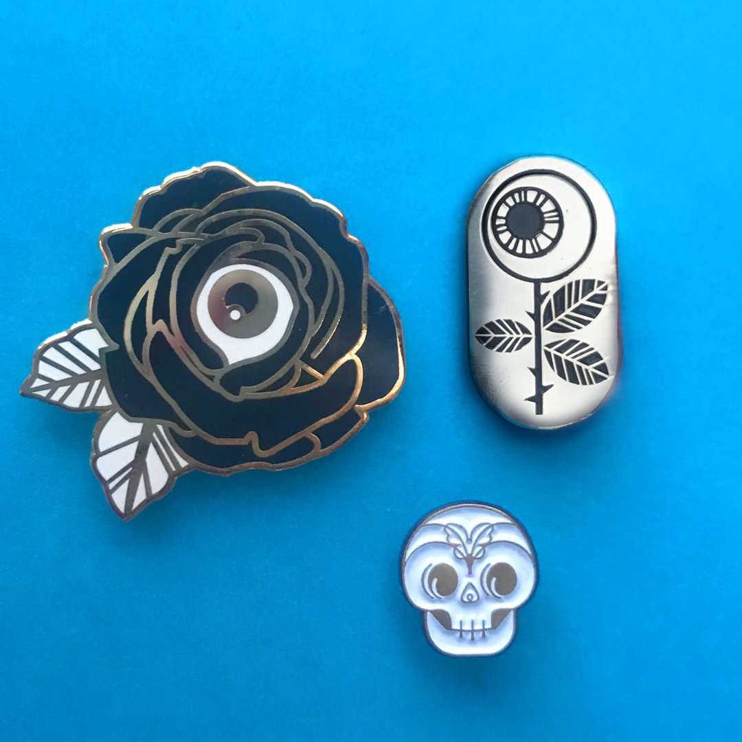 Image of Eye(s) Only for You Enamel + Smiling Skull Mini Pin Set