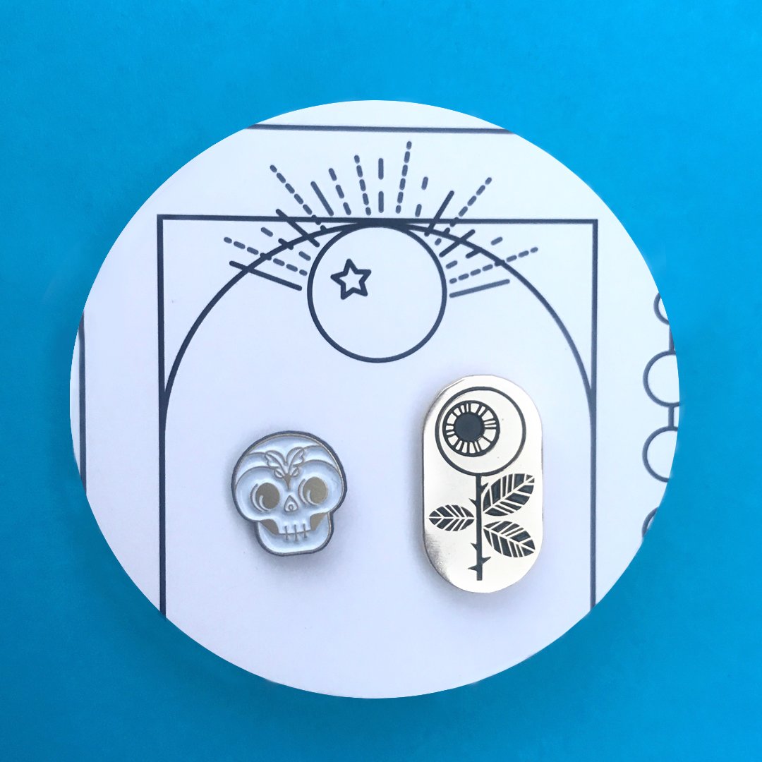 Image of Eye(s) Only for You Enamel + Smiling Skull Mini Pin Set