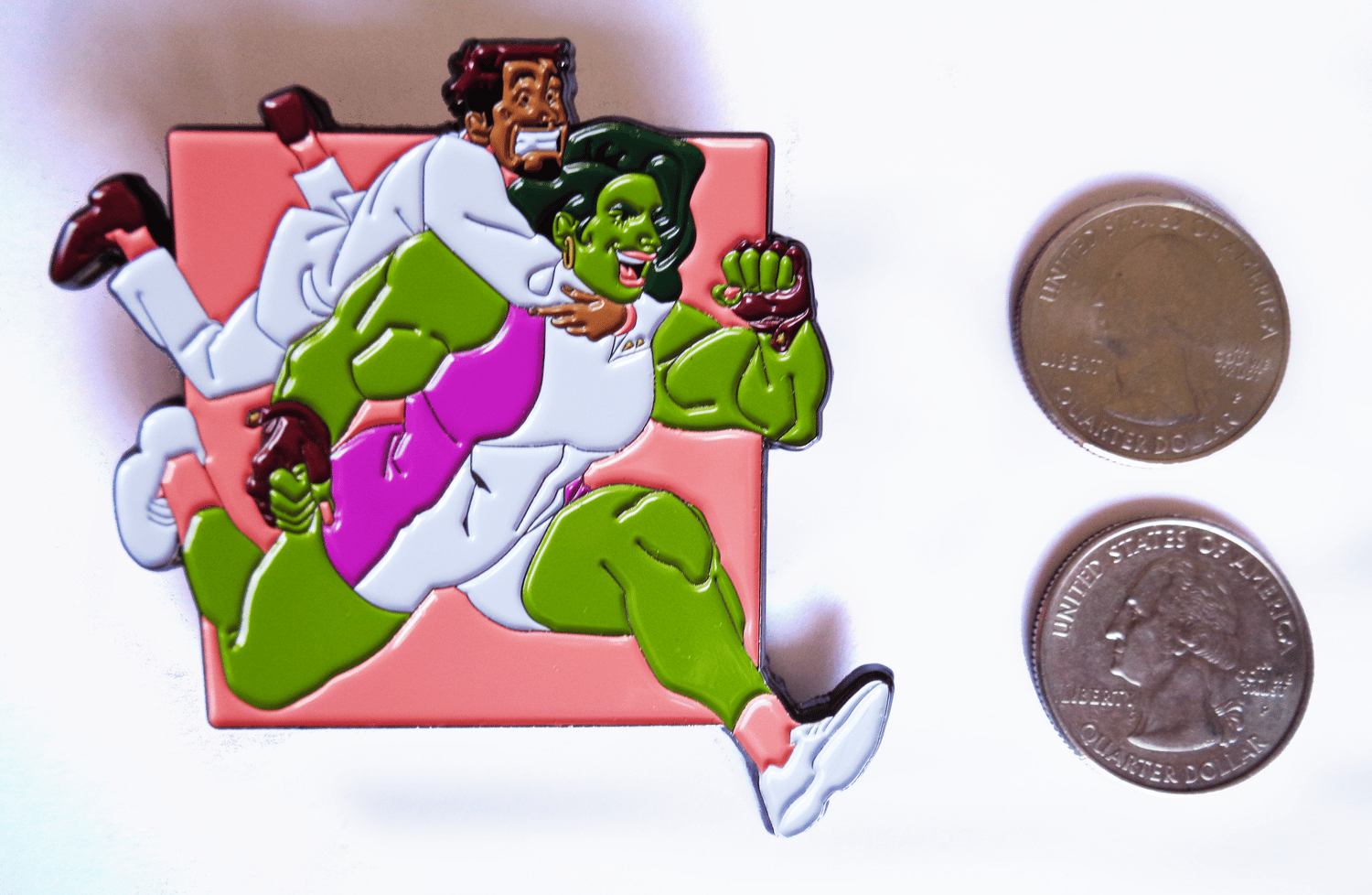 Image of She-Hulk & Tony Stark Soft Enamel Pin