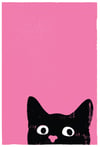 Oh Hai Black Kitty Cat Large Silkscreen Print 