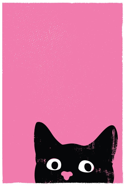 strawberryluna — Oh Hai Black Kitty Cat Silkscreen Print