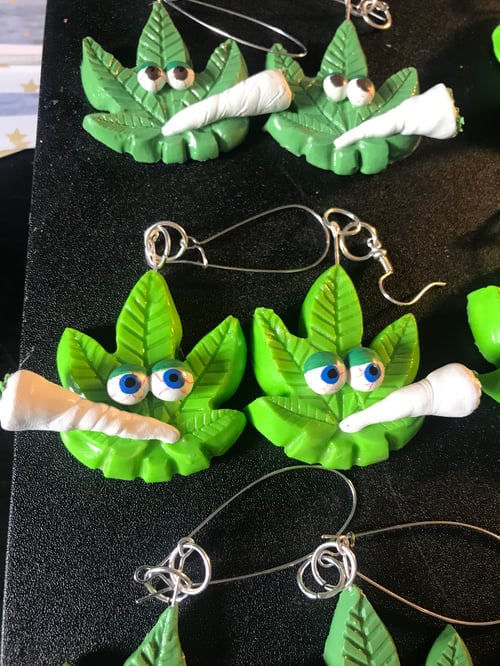 Image of Stoner Leaf dude Earrings 