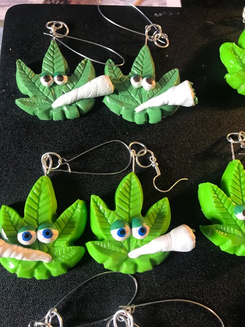 Image of Stoner Leaf dude Earrings 