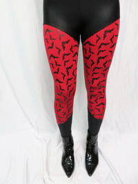 Image 1 of Black Bats over Red leggings 