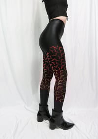 Image 2 of Red Bats over Black leggings