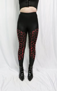 Image 3 of Red Bats over Black leggings