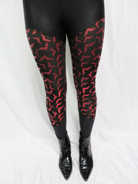 Image 1 of Red Bats over Black leggings