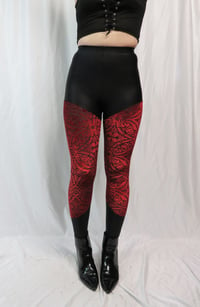 Image 2 of Red Burn out Velvet leggings
