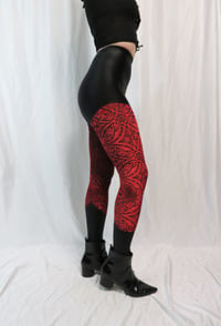 Image 3 of Red Burn out Velvet leggings