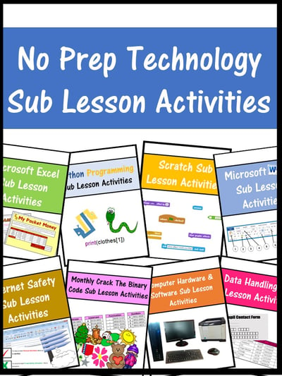 Image of Emergency Supply Teacher Technology & Computer Science Lesson Activities (No Prep required)