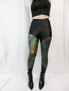 Olive Reflective Foil all over on Black Leggings