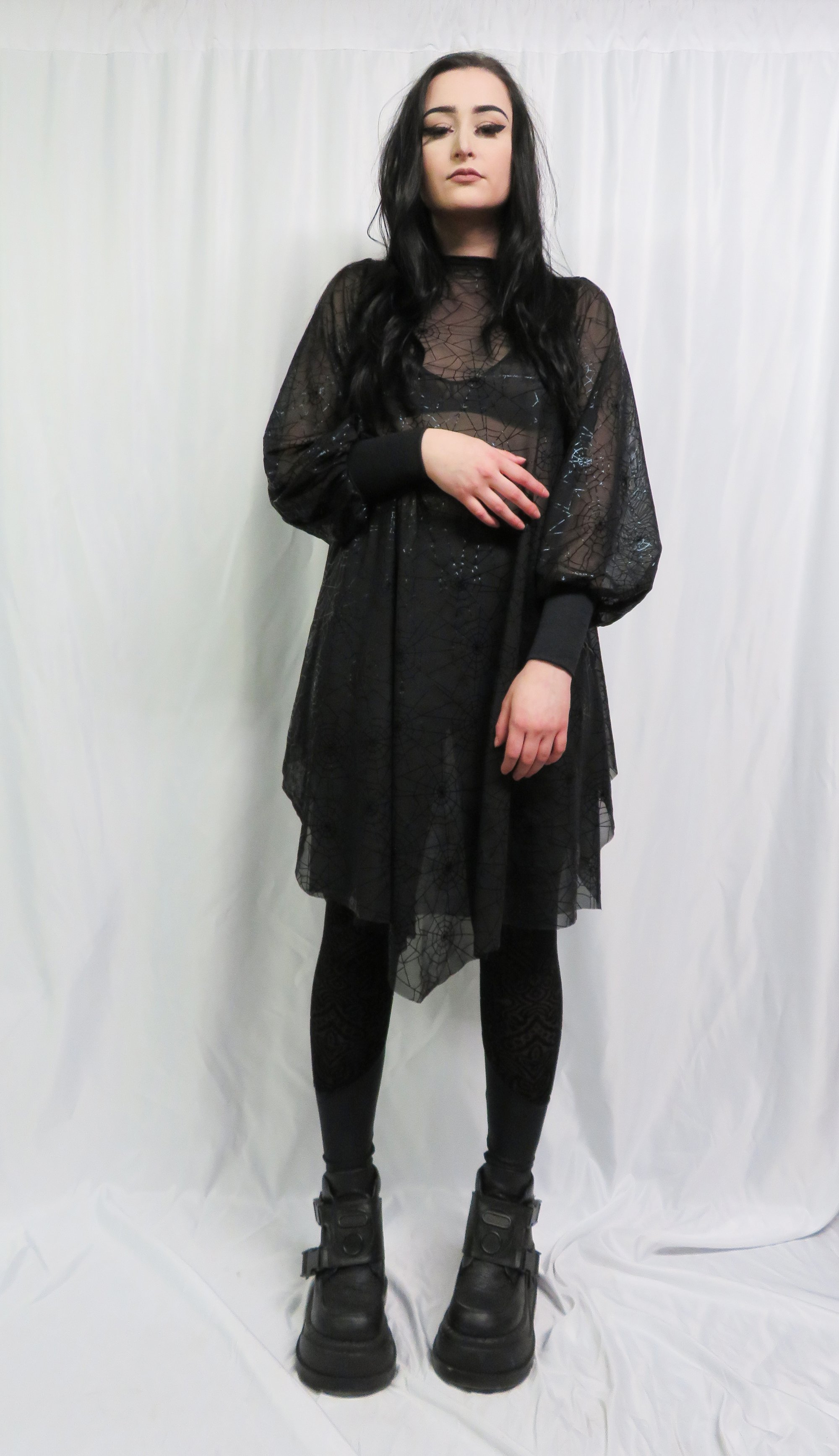 Spiderweb Mesh Bishop Sleeve Dress | sophireaptress Spiderweb Mesh Bishop Sleeve Dress | sophireaptress