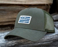 Military Green NH Flag Trucker hat
