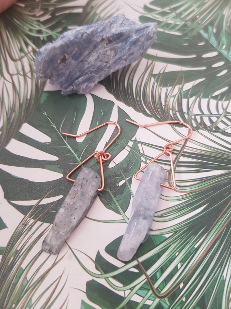 Image of Kyanite mini Triangle Earrings