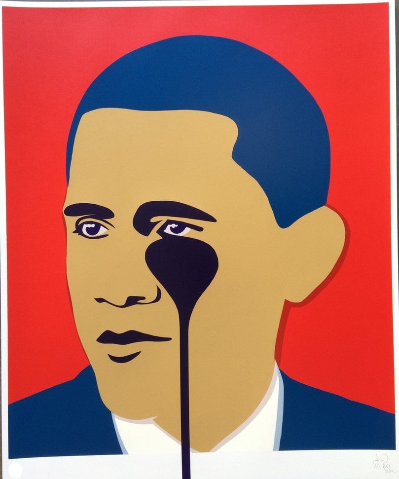 PURE EVIL "CRYING OBAMA" - RED LTD ED 100 - 70CM X 85CM