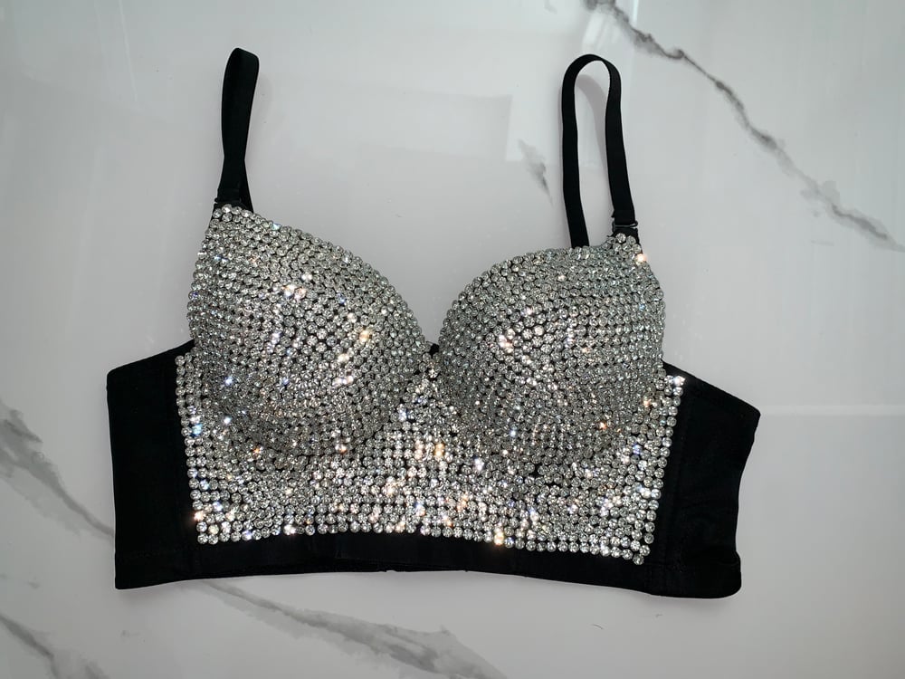Bralette with Sequins - Silver-colored - Ladies