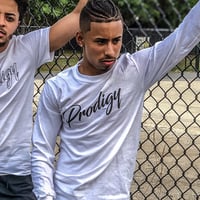 Image 2 of New Prodigy Script White L/S shirt with black ink
