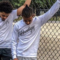Image 4 of New Prodigy Script White L/S shirt with black ink
