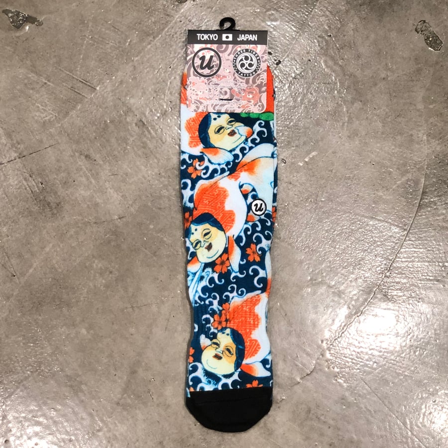 Image of IREZUMI SOCKS OKAME KIN THREETIDESTATTOO