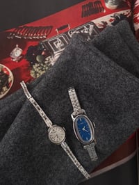 Image 3 of RARE Vintage Silver Tone BLUE Dail Timex Ladies Watch 