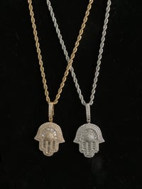 Image 4 of Small Baguette Hamsa Hand Necklace