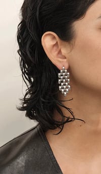 Image 6 of THICK LONG MESH STUD EARRINGS 