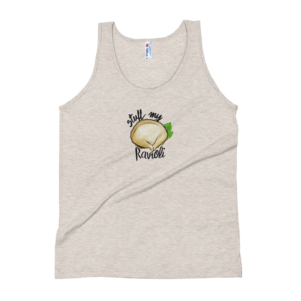 Image of Stuff My Ravioli Unisex Tank Top Oatmeal