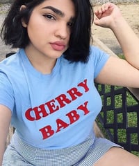 Image 5 of 🦋💙PRE ORDER UNISEX CHERRY BABY TEE - BABY BLUE  💕RESTOCK💙