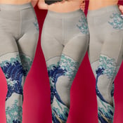 Image of Leggings - Yoga Pants - Great Wave (Hokusai) - Dalla XS alla XL