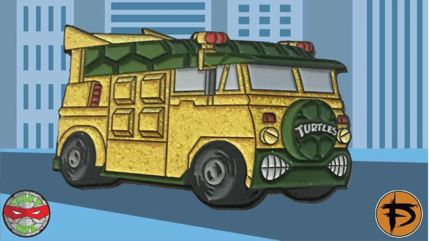 Image of 2” Turtle Van Soft Enamel Pin (Glitter)