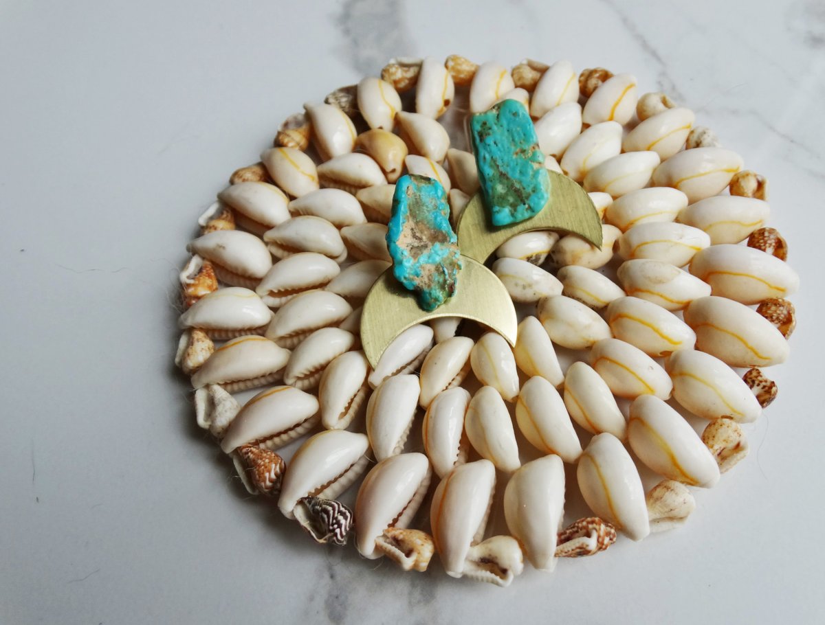 Image of brass moons + turquoise