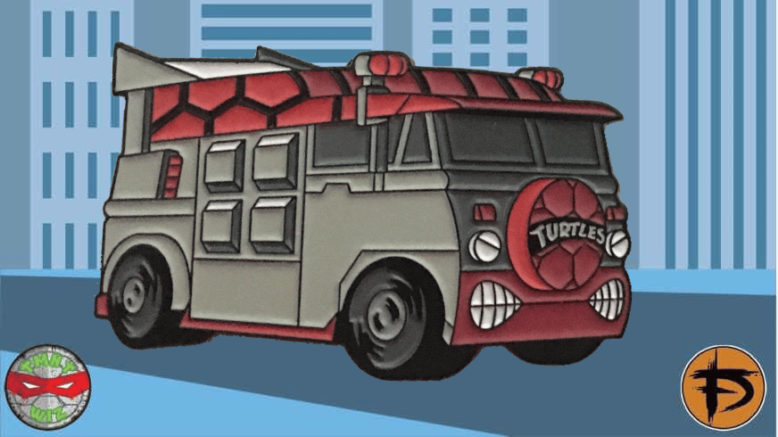 Image of VARIANT 2” Turtle Van Soft Enamel Pin (GID)