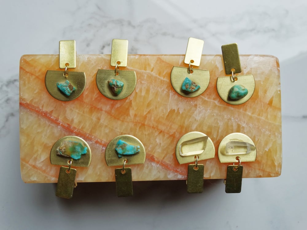 Image of Mini brass half moons + stone