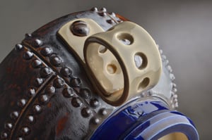 Image of Shaving Bowl Made To Order Rust Brown Sheet Metal No Recess Thumb Handle by Symmetrical Pottery