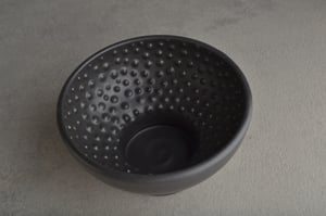 Image of Dottie Shaving Bowl Made To Order Satin Black Soap Puck Recess by Symmetrical Pottery