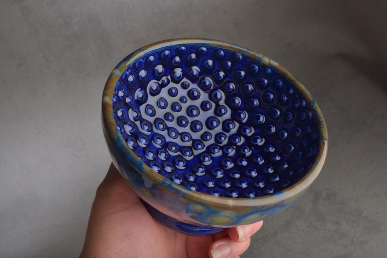 Image of Shaving Bowl Made To Order Starry Night Dottie No Recess Shaving Bowl by Symmetrical Pottery