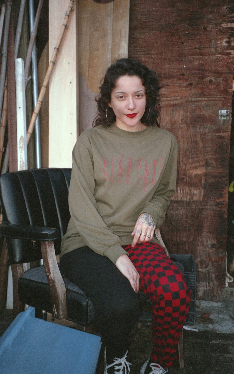 Image of Green Protection Longsleeve with red ink